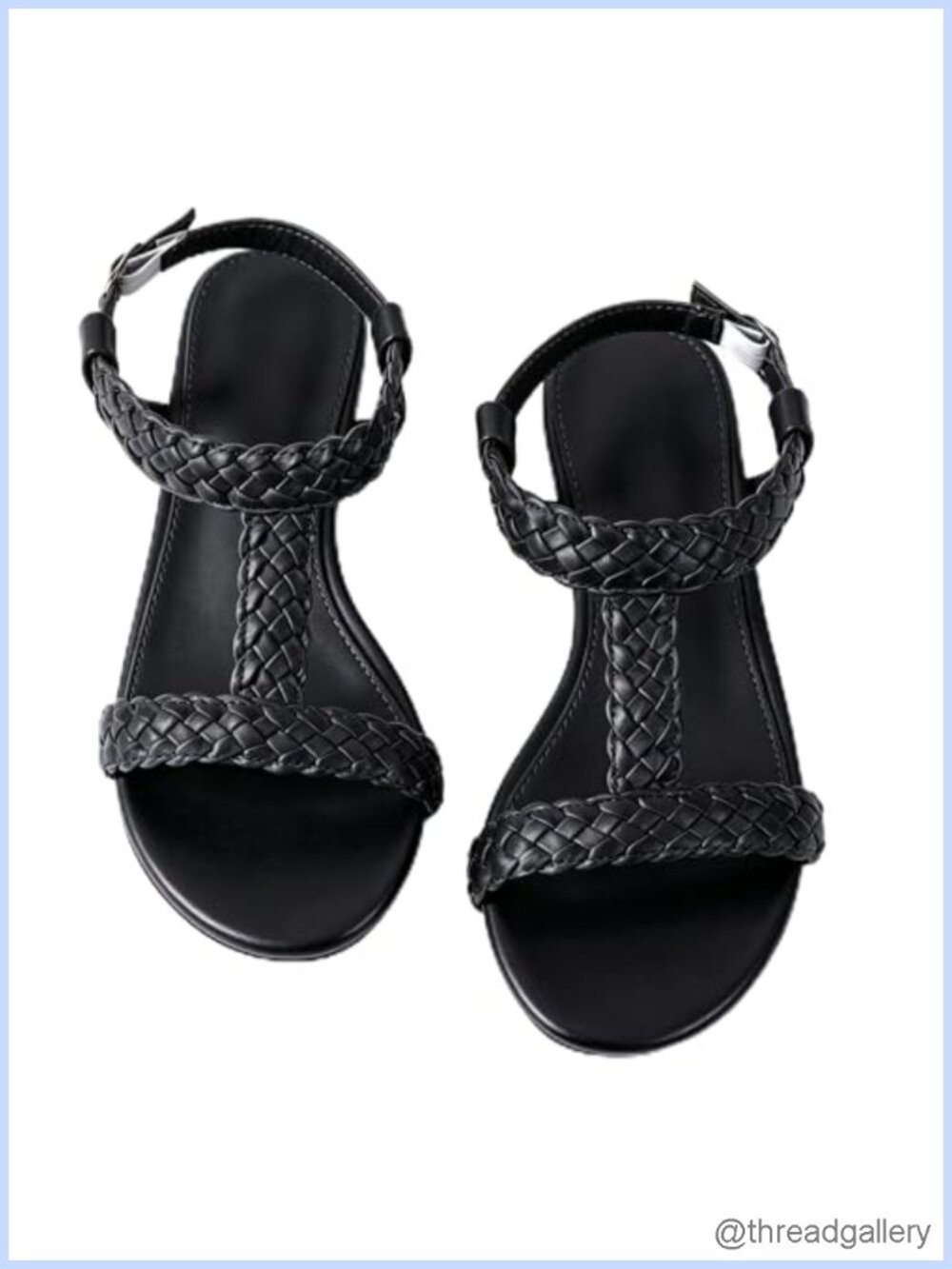 Woven Braided T-Strap Flat Sandals Ankle Strap Comfort Walking Shoes